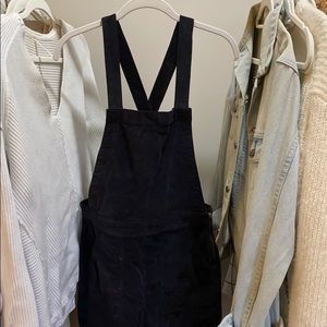 Madewell black velvet overalls